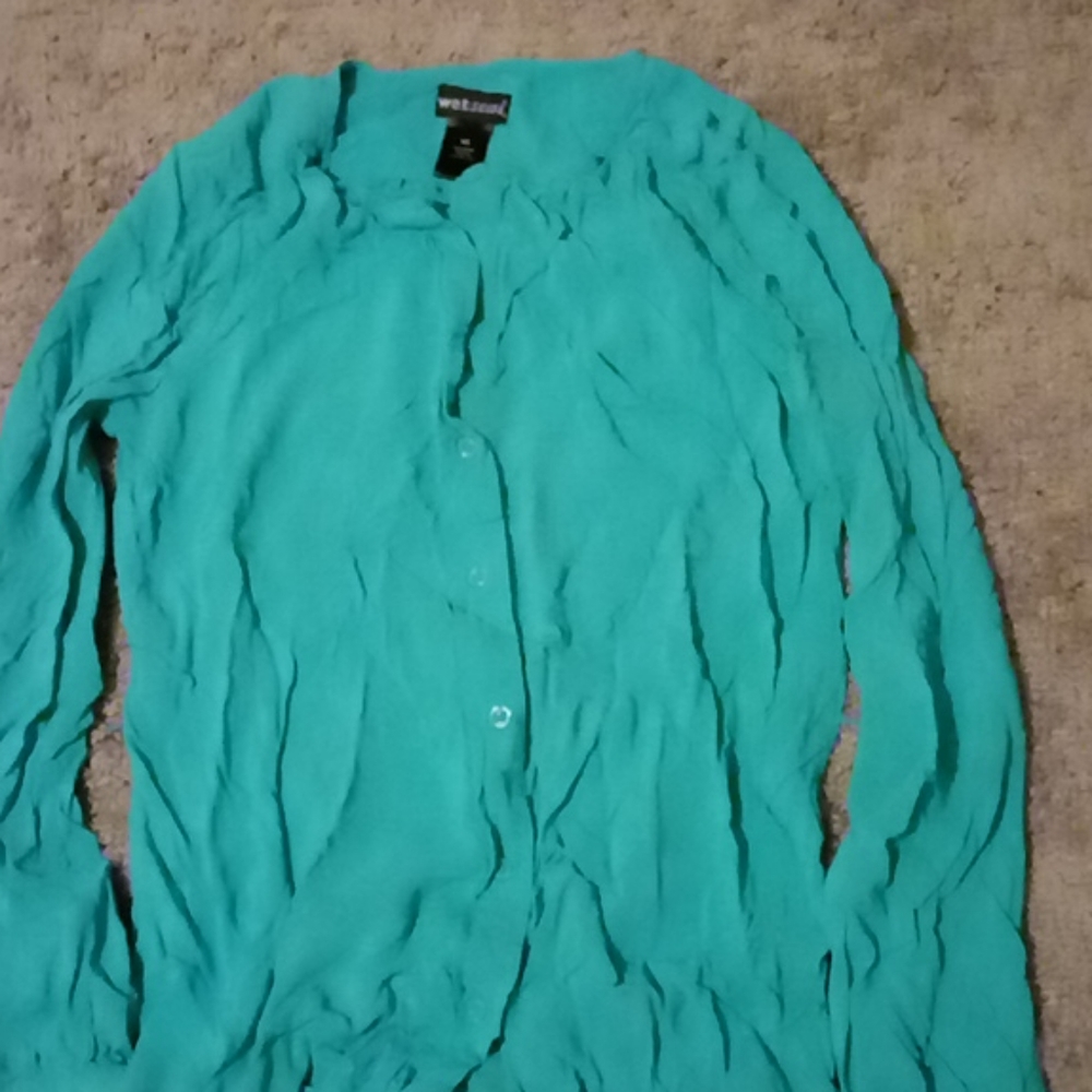 Teal green nylon long sleeve